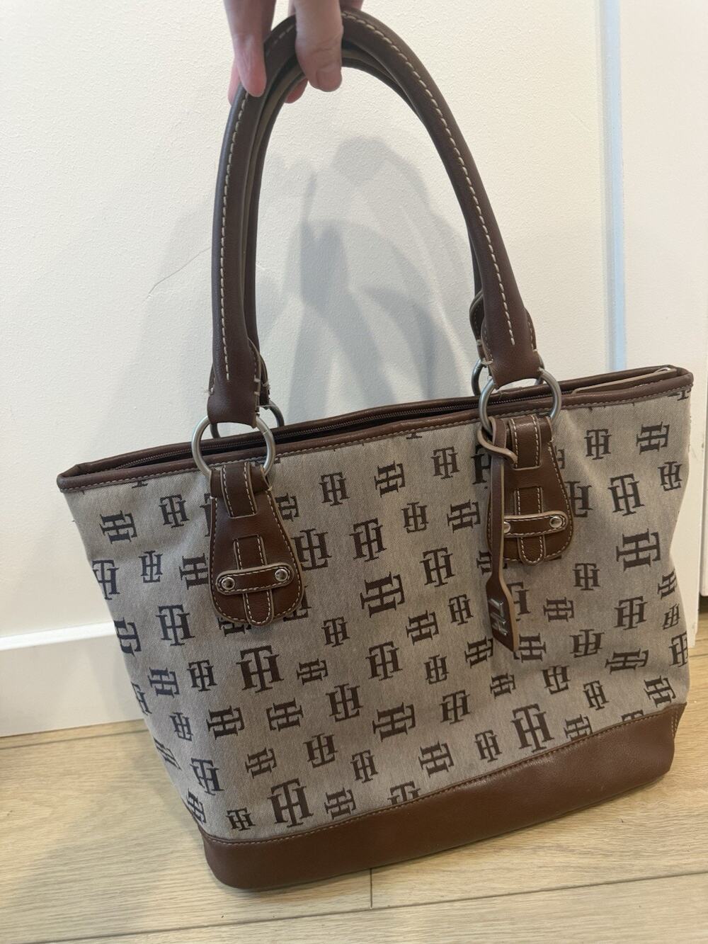 Tommy Hilfiger Y2K Monogram Tote Bag Canvas Vintage